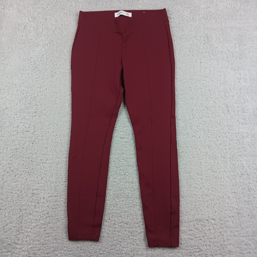 Old Navy Pants Stevie Women M Wine Stain High Rise Ponte Front Seam S/821661-11